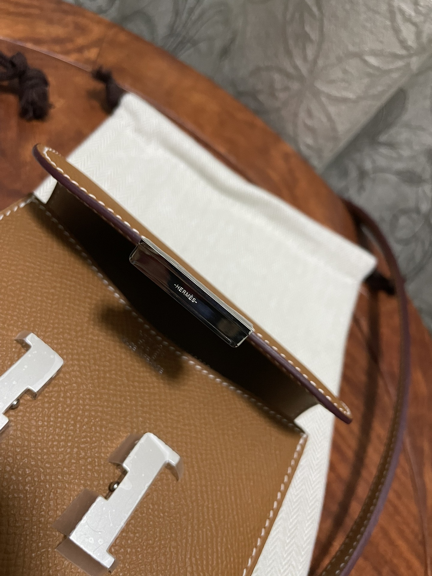 에르메스 콘스탄스백 미니 골드브라운 은장